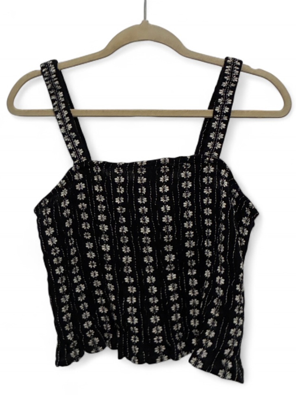 American Eagle Outfitters Black Floral Boho Tank Top